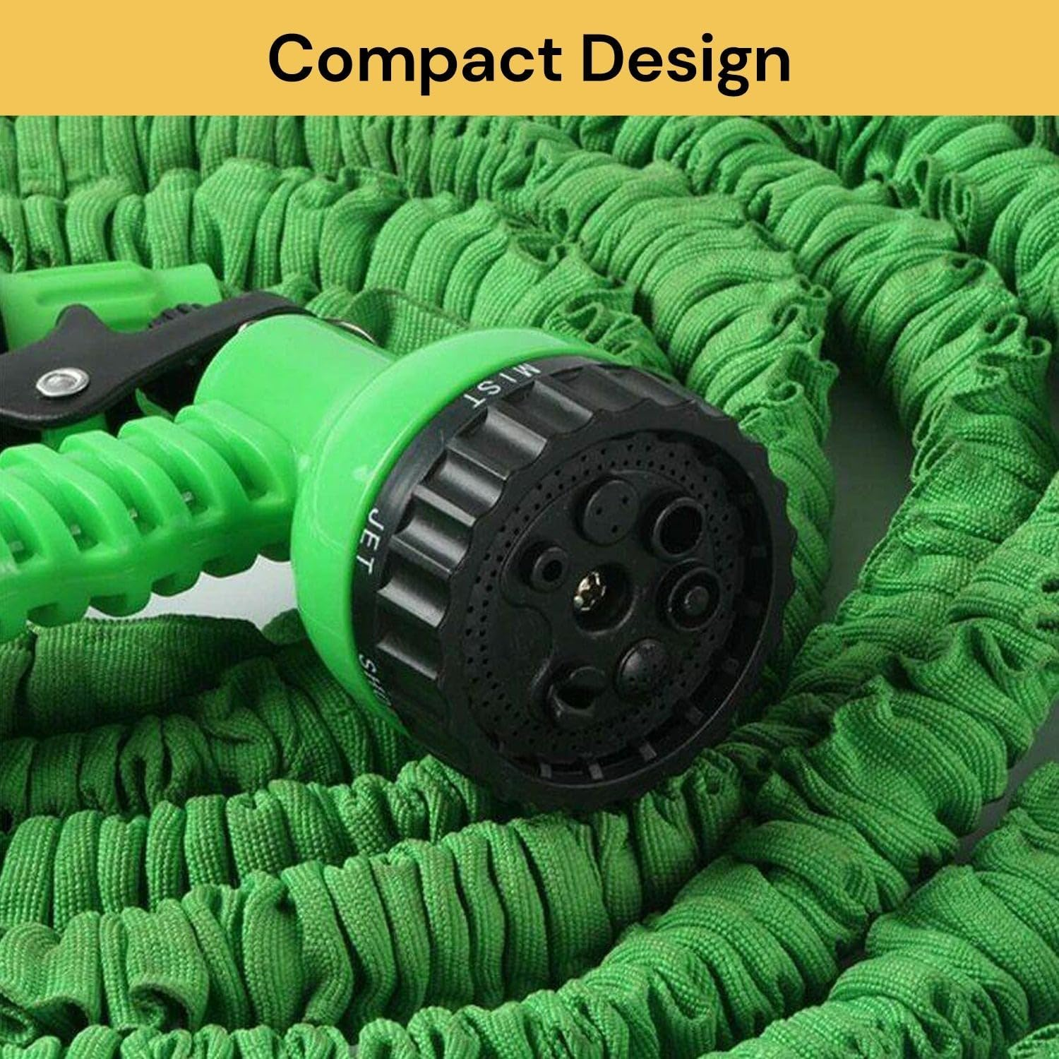 EZONEDEAL 100Ft New Expandable Garden Hose, High-Pressure Water Hose, Leakproof Flexible Hose 7 Function Spray Hose Nozzle for Watering Plants, Car Wash Durable Gardening Flexible Hose Pipe (100Ft) image number 3