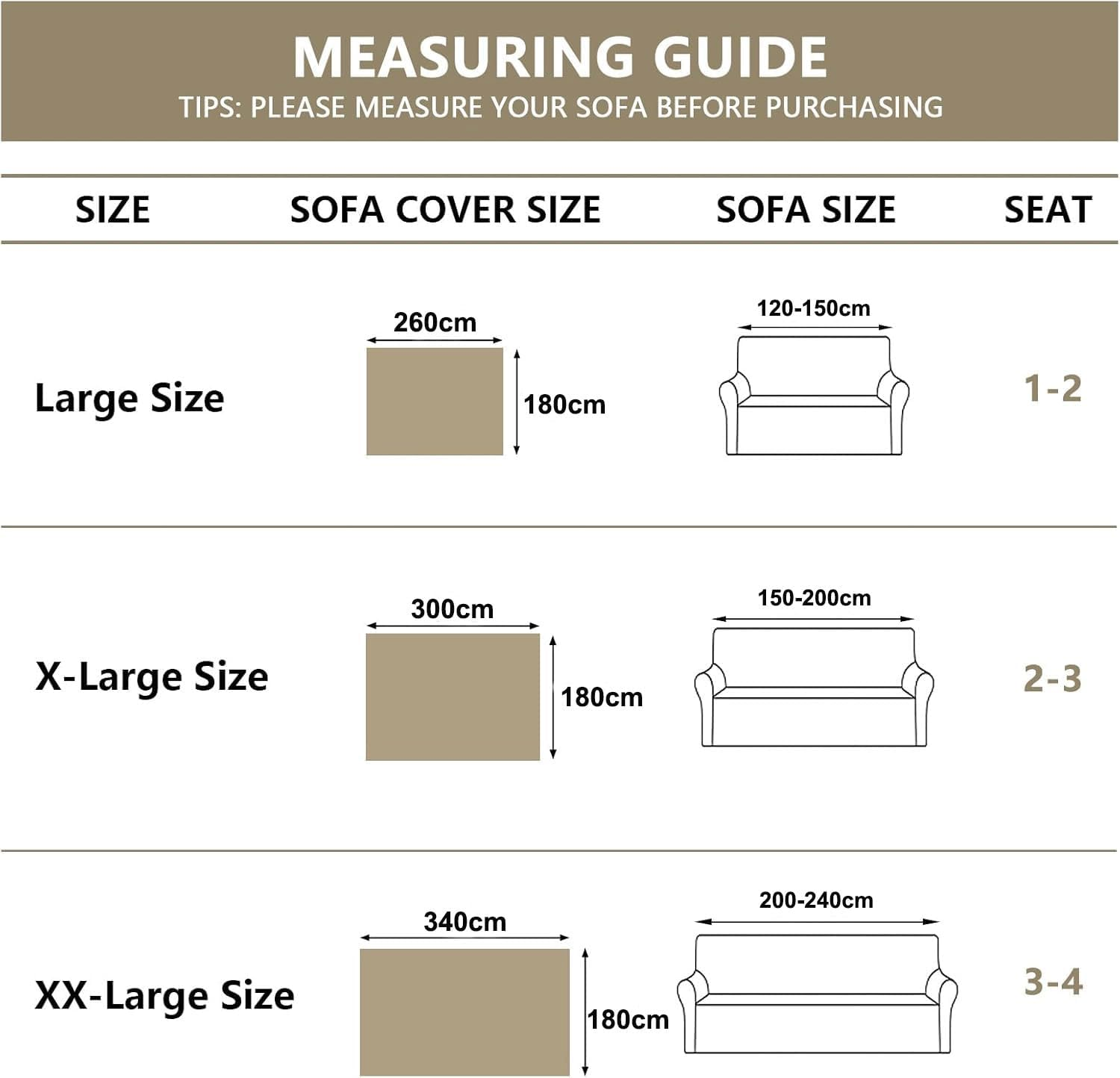 Couch Cover for Pets, Couch Covers for 2 Cushion Couch Sofa Sectional L Shape Chenille Sofa Cushion Covers for Pets, Throw Couch for Dogs, Kids (Beige, 180 X 300Cm) image number 2