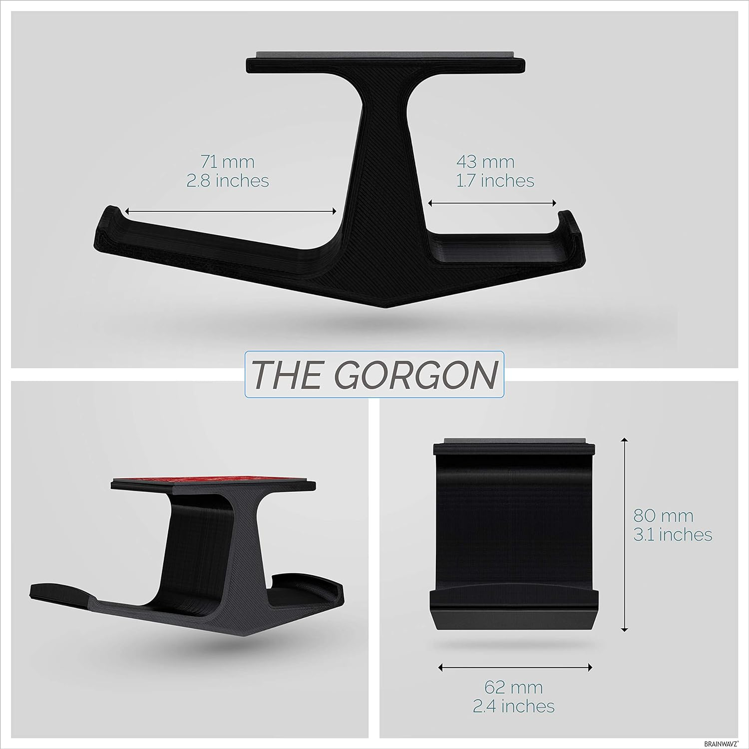 The Gorgon - under Desk Game Controller & Headphone Holder for XBOX, PS4, PS5, Series One, Steelseries, PC & Most Gamepads & Headsets, Screwless Hanger Stand, Black by Brainwavz image number 2