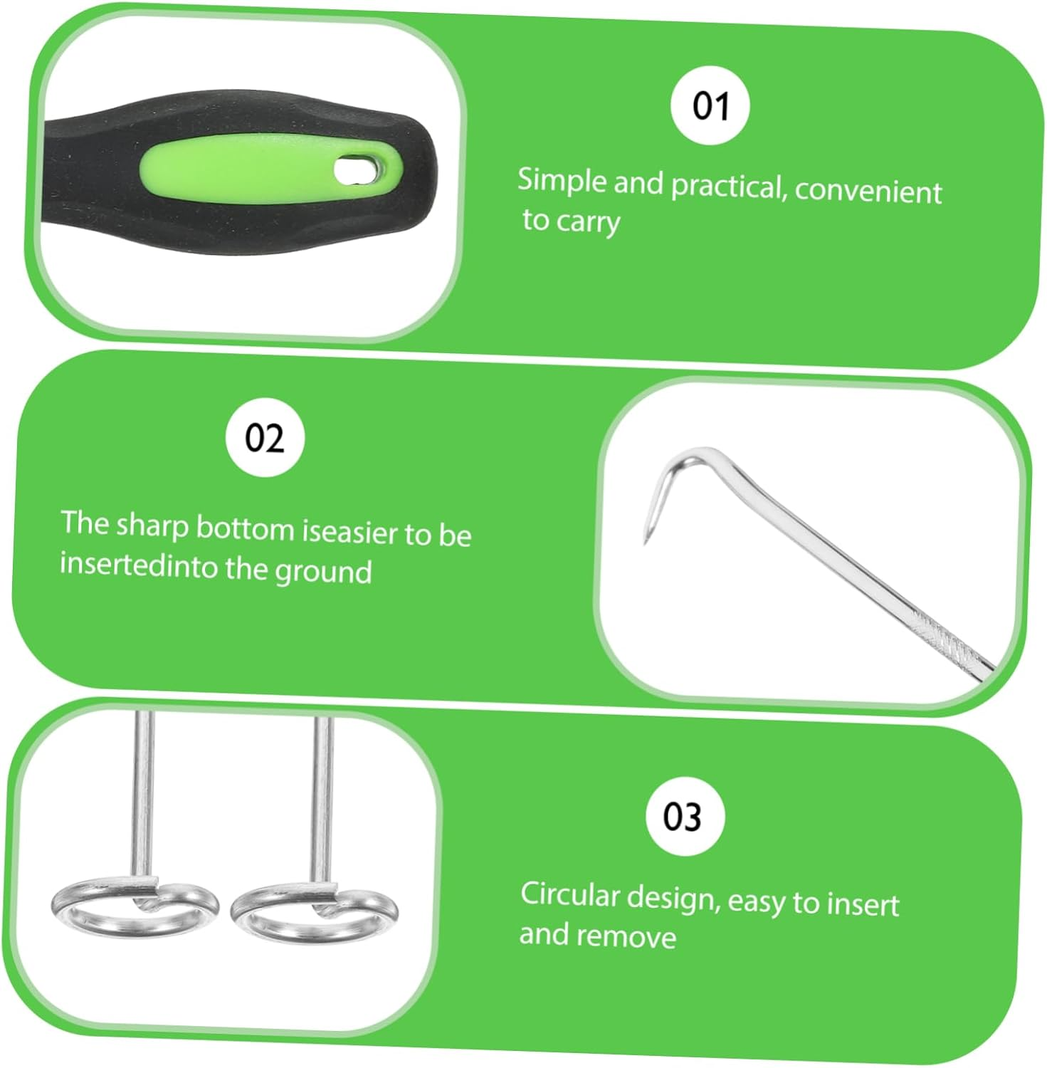 Sosoport Ground Nail Hook Combination Garden Stake Pins Heavy Duty Stainless Steel Landscape Fabric Stakes for Outdoor Landscaping image number 2