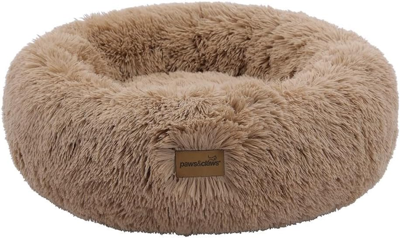 Paws & Claws Calming Plush Bed for Dogs, Camel, Large image number 1