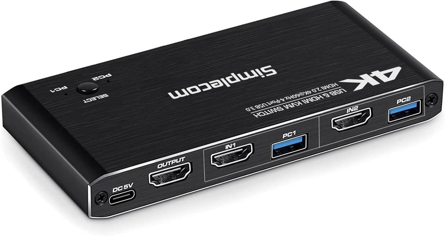 Simplecom KM420 2-Port HDMI KVM Switch HDMI 2.0 4K@60Hz 4-Port USB 3.0 Hub 5Gbps image number 1