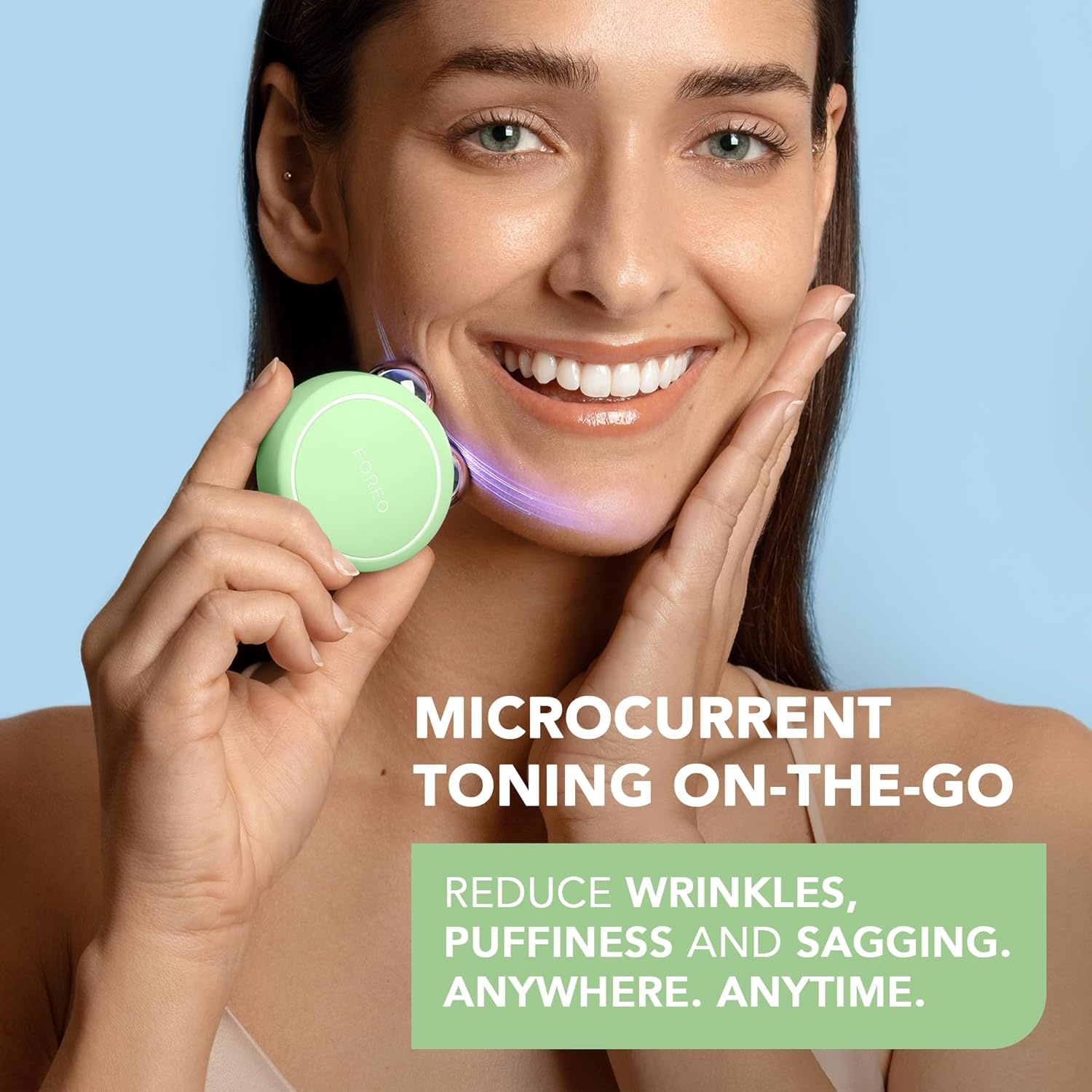 FOREO Bear 2 Go - Travel-Friendly Toning Microcurrent Facial Device - for Fine Lines & Wrinkles - anti Aging - Face Sculpting - Instant Full Face Lift - Firm & Contour - Compact Skin Care - Pistachio - Pistachio image number 5
