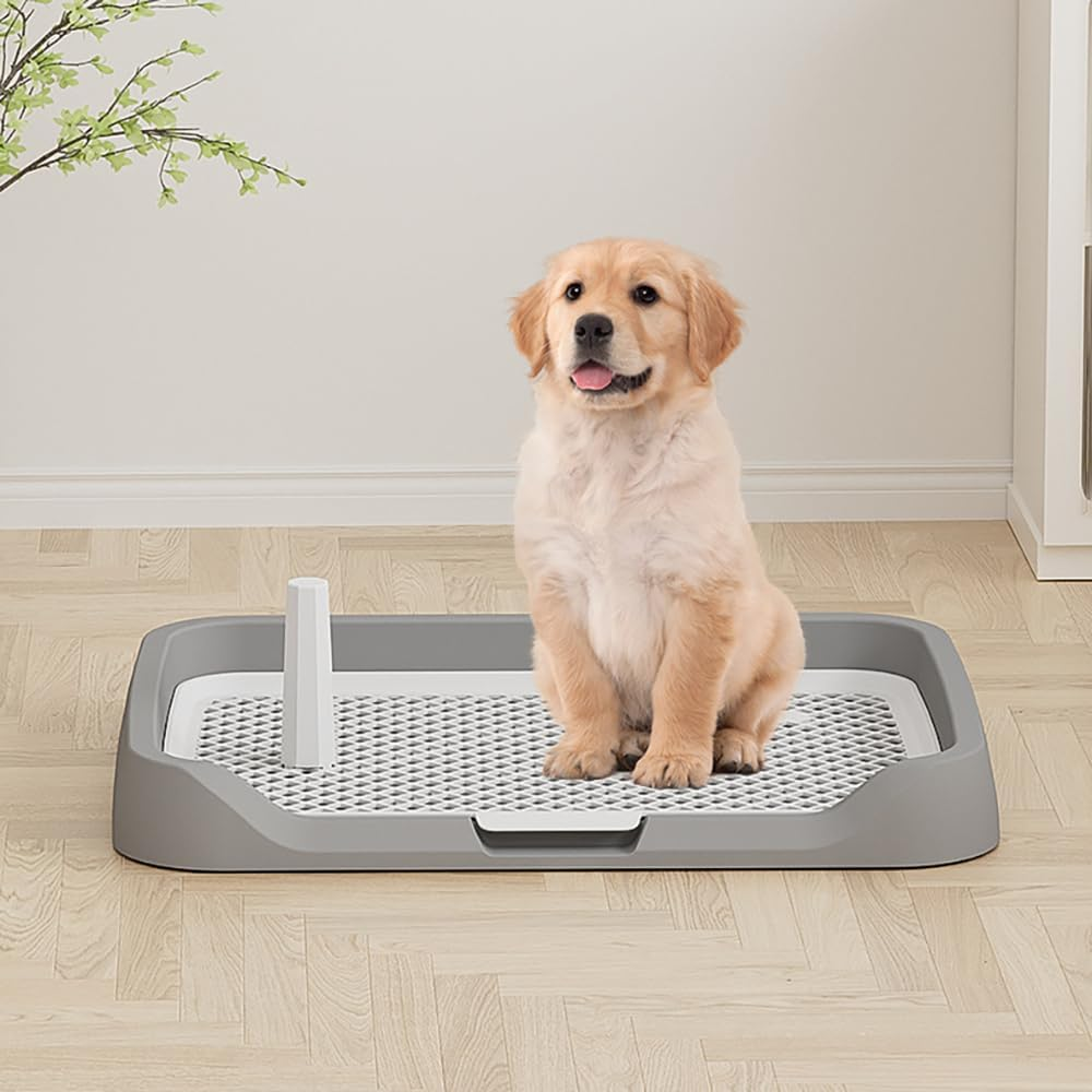 TOMVAES Washable Dog Toilet, Potty Pad Holder with Urinary Column, Convenient Durable Pet Tray for Indoor Pet Toilet Training, Grey 46 X 35 X 5 CM image number 6