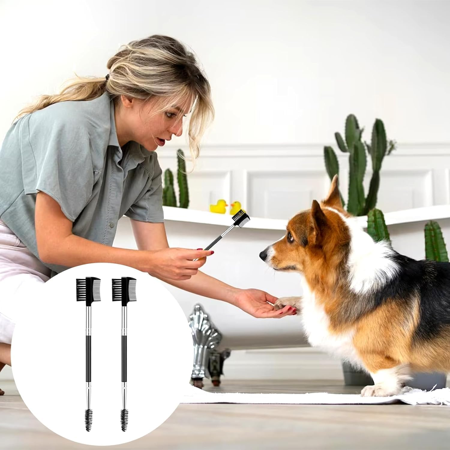 4Pcs Pet Tear Stain Remover Combs, Double-Head Dog Tear Comb Dog Eye Brush Dog Eye Cleaning Comb Brush Dog Facial Grooming Comb for Small Pet image number 3