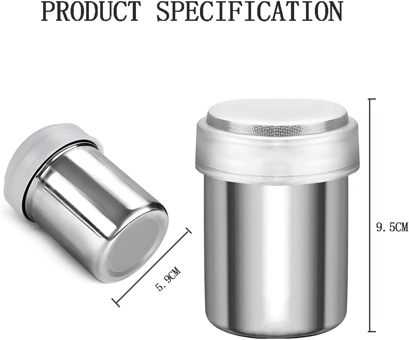 Powder Sugar Shaker Duster,2Pcs Stainless Steel Chocolate Dusters,Stainless Fine Mesh Shaker,Mesh Cans,Stainless Shaker,Coffee Cocoa Cinnamon with Lid image number 1