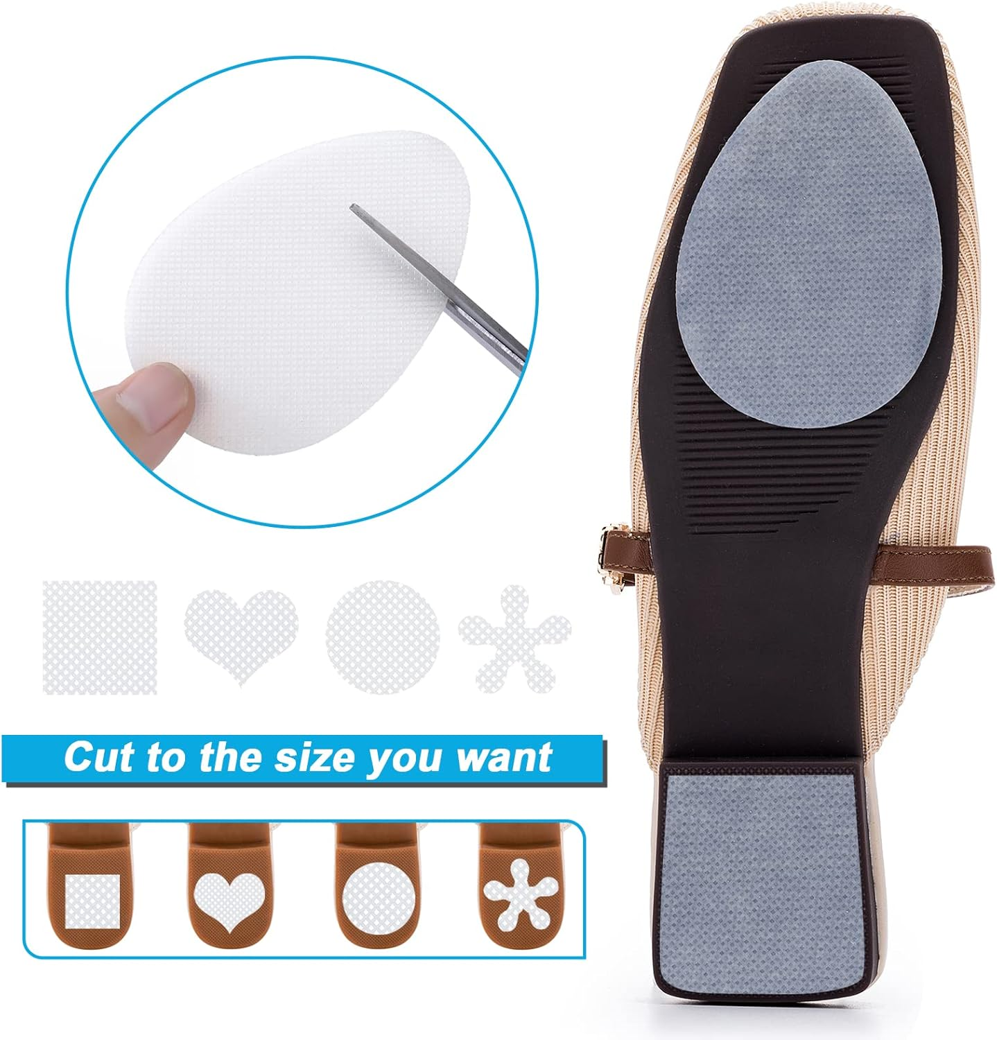 Non-Slip Shoe Pads, GADEBAO Self-Adhesive Anti-Slip Sole Sticker Protector, Premium Odorless Silicone Non Skid Shoe Grips for High Heels, Clear - 8 Pcs, 2.5'' * 3.5'' * 0.04'' image number 4