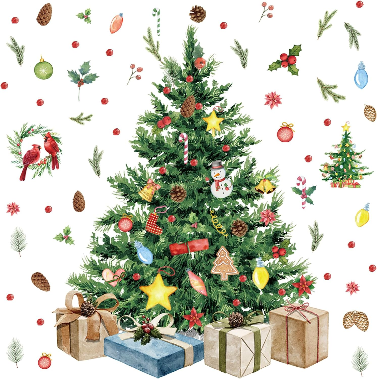 Spiareal Christmas Tree Wall Decals DIY Peel and Stick Stickers for Xmas Home Office Nursery Art image number 1