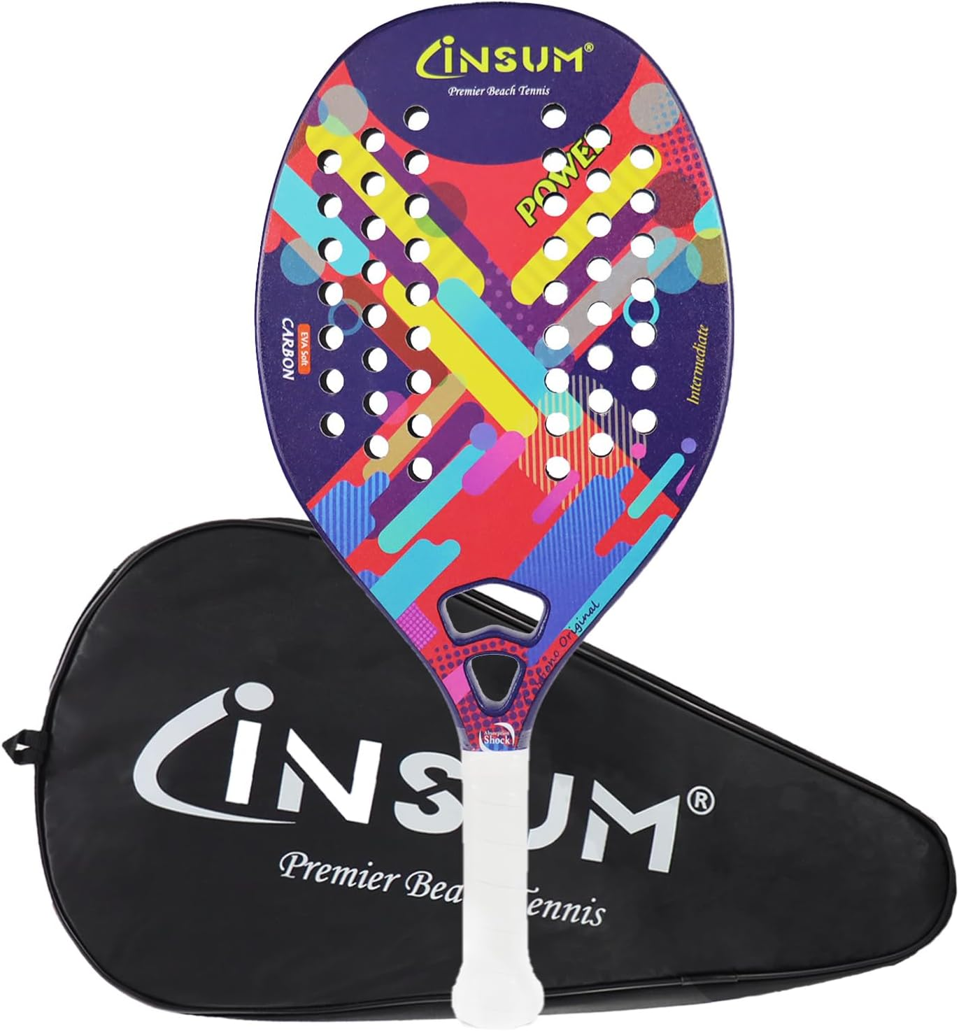 Beach Tennis Racket - Carbon Fiber Beach Tennis Paddle with Sand Grit Surface - Soft EVA Racquet - Lightweight Beach Tennis Equipment image number 3