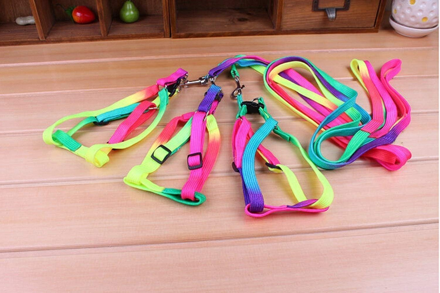 Pet Bird Harness and Leash with Buckle Adorable Rainbow Design Safe Parrot Leash Pet Harness Outdoor Adjustable anti Bite Training Rope for Macaw Large Size Bird (Color, 1.5 * 120CM) image number 2