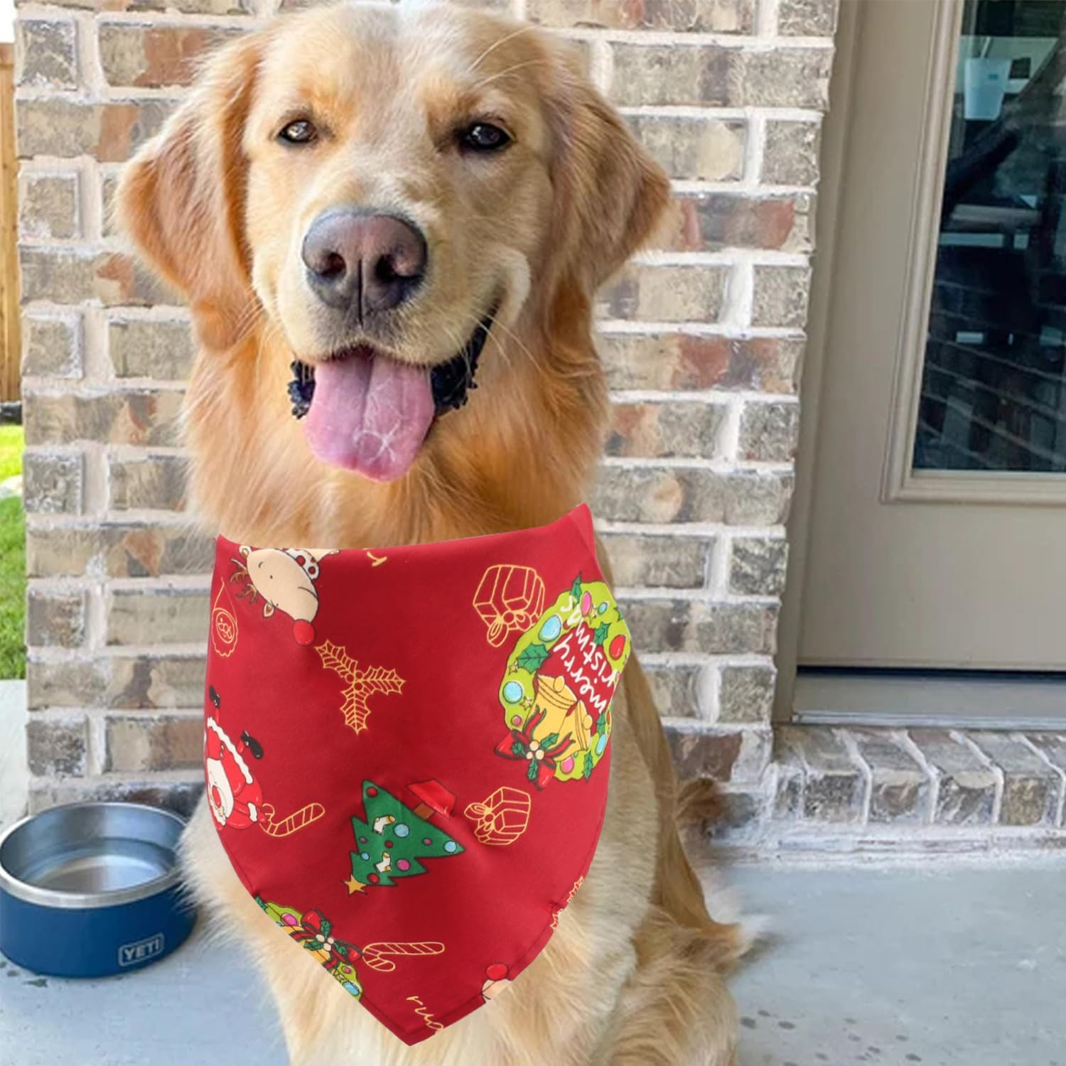 3 Pack Proxima Direct Christmas Triangle Dog Bandana,Washable and Adjustable Kerchief Set for Dogs Cats Pets, Christmas Painting Bibs Scarf image number 4