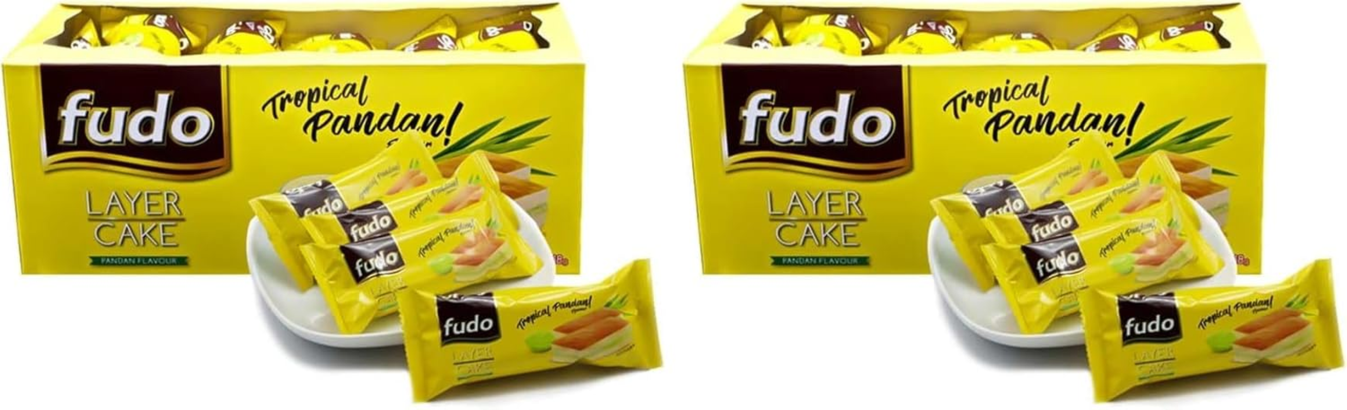 Fudo Layer Cake Banana Flavour Bite Size Malaysian Snack with Cream Ready to Eat Individually Wrap Sponge Cake Pack of 24 image number 1