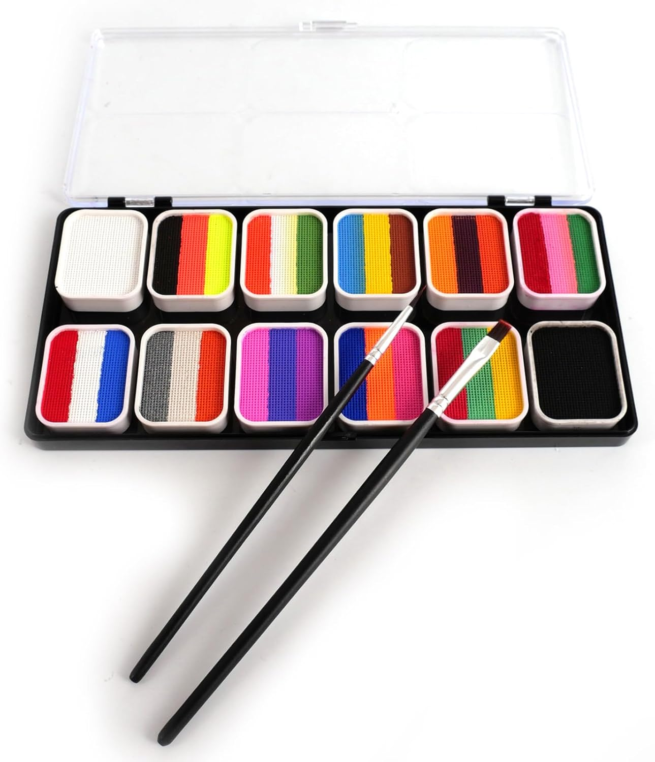 32 Colors Painting Kit Face Paints Washable Body Paint with 2 Brushes Art Makeup Palette image number 2