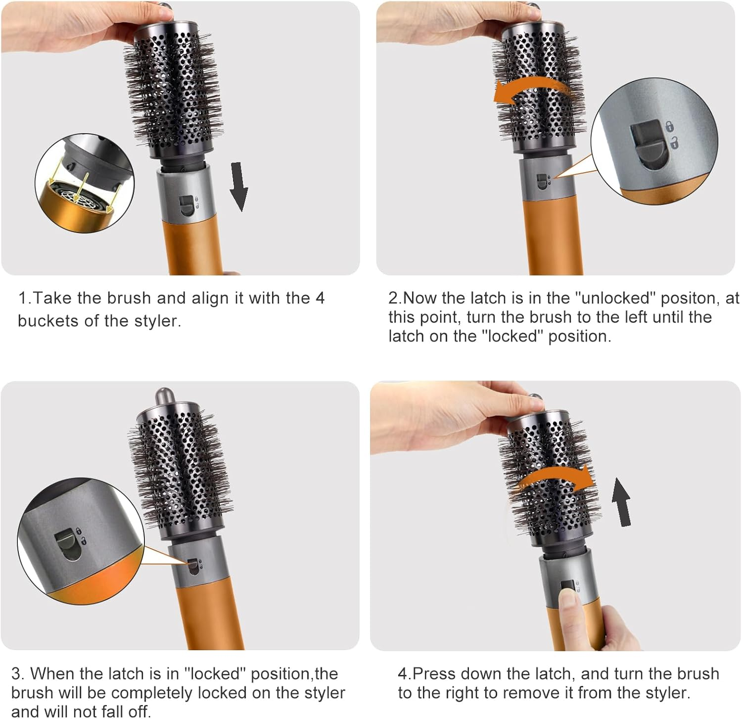 Large round Volumizing Brush Attachments for Dyson for Airwrap Styler HS01 HS05, Accessories for All Hair Types, Grey image number 6