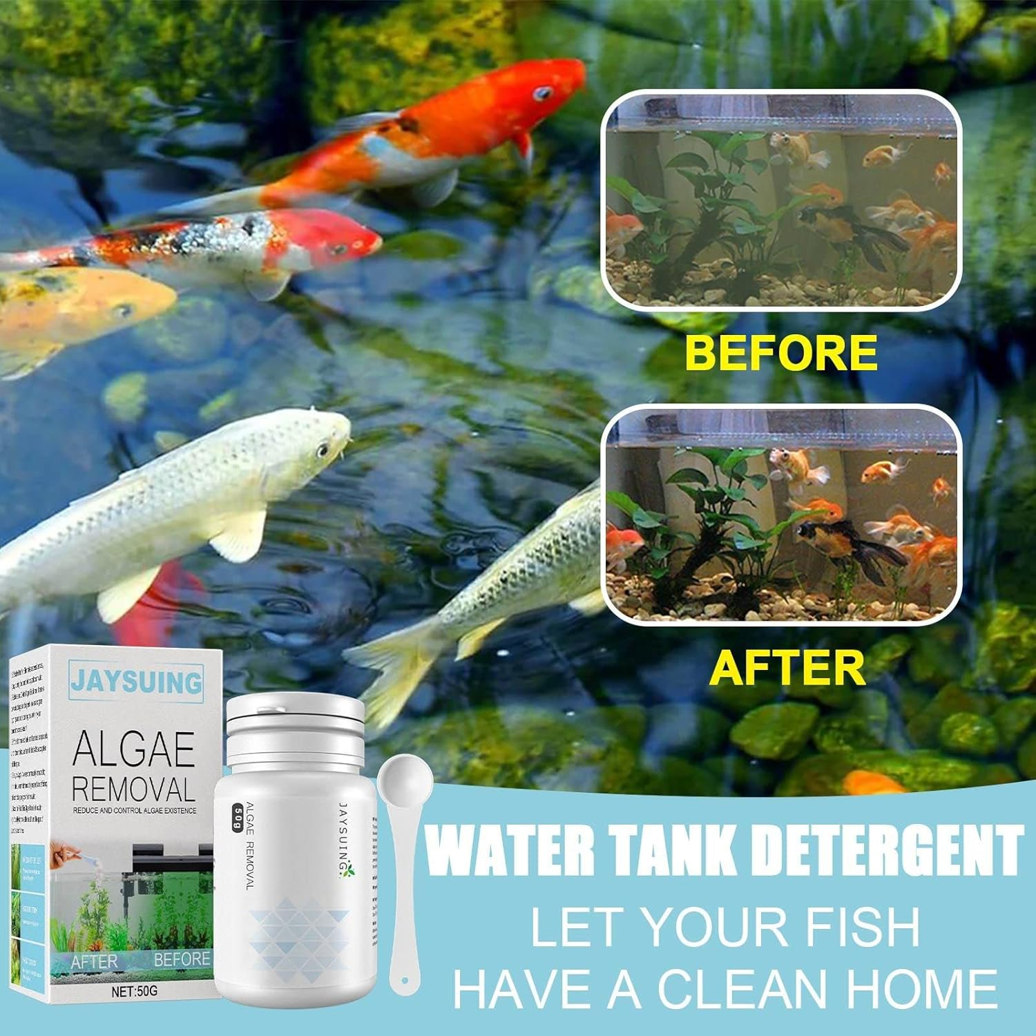 Algal Removal Tablet，Tank Moss Remover Aquarium， Fish Tank Cleaning Agent ，Aquarium Supplies for Fish Tank Algae Removal and Water Purification image number 3