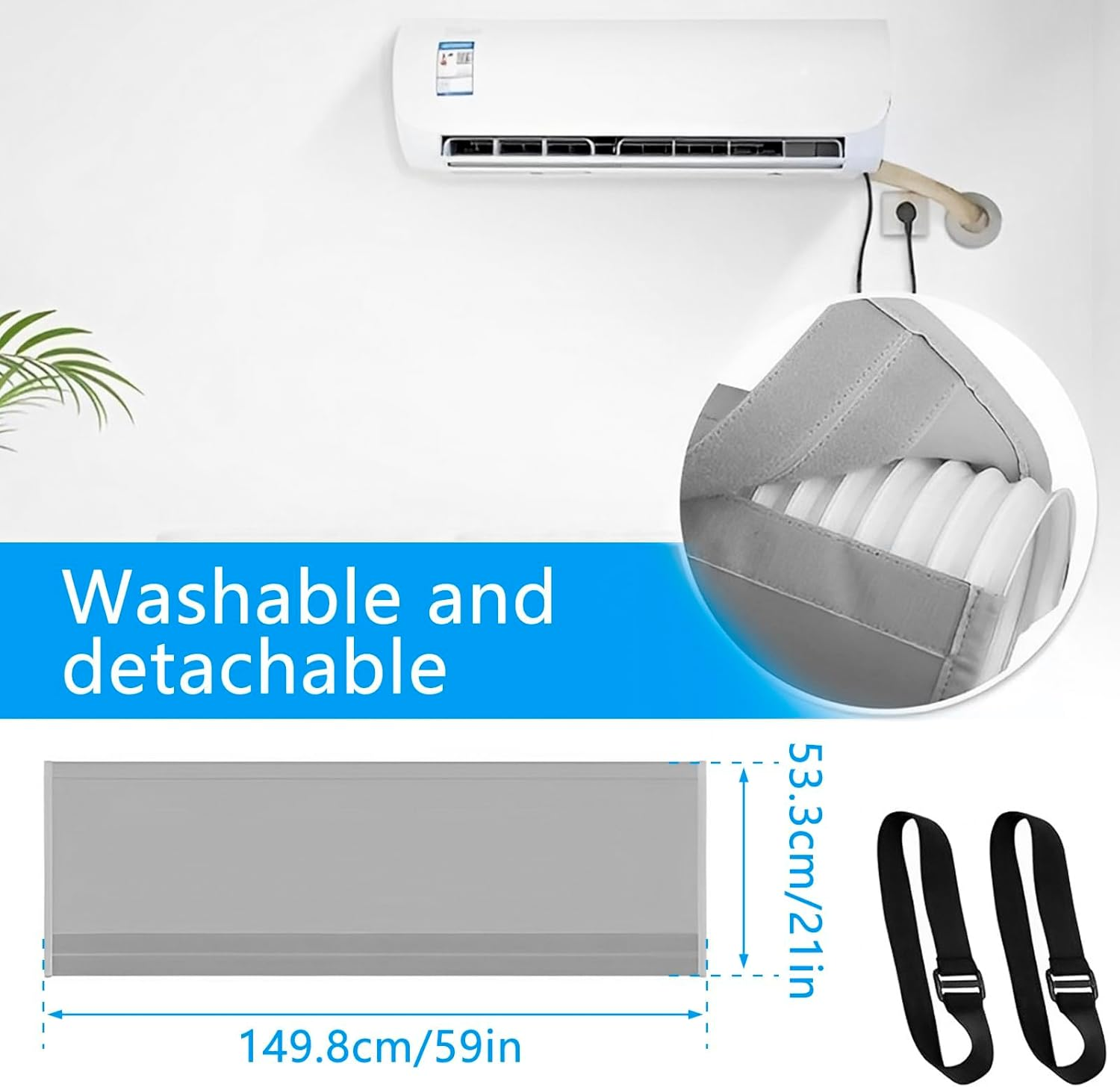 Air Conditioner Hose Protection Cover, Insulated Air Conditioner Hose Cover Wrap, Portable AC Hose Cover Washable Air Conditioner Duct Hose Vent Insulation Sleeve for Most 5" to 5.9" Exhaust image number 1