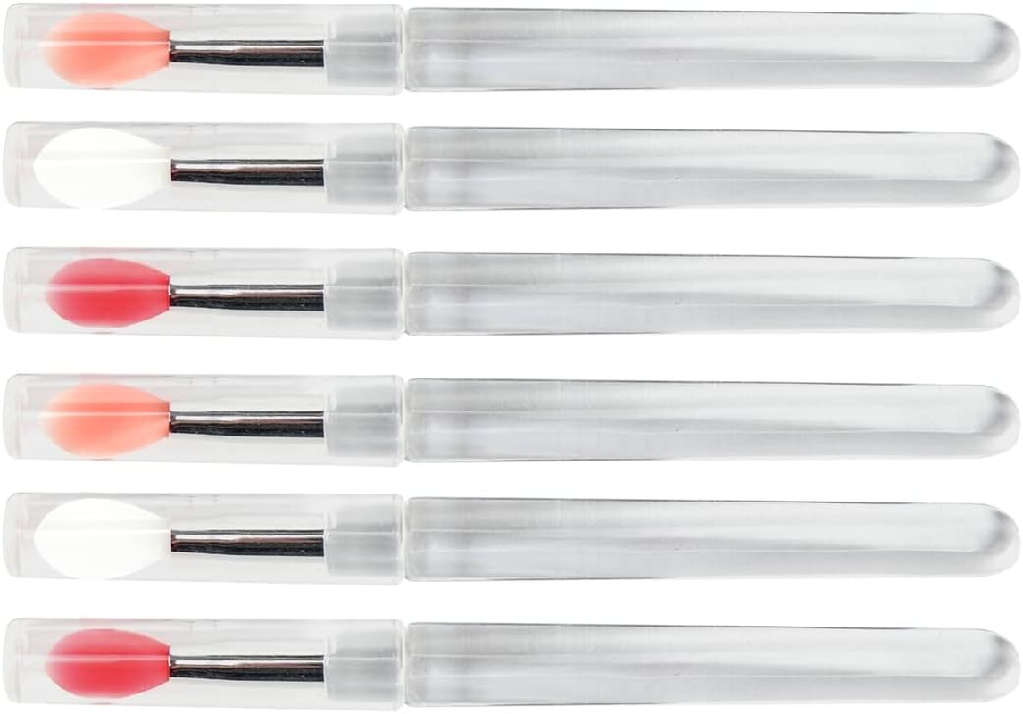 TEONEI Silicone Lip Brushes with Covers,Lipstick Lip Gloss Applicator Brushes,Makeup Beauty Brushes,6Pcs image number 2