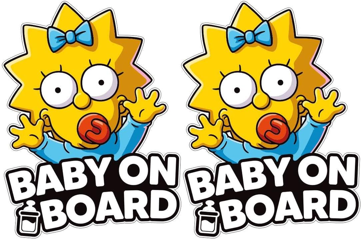 Y2K Baby on Board Sticker for Car (2 PCS) - Safety Signs, Decals, Funny Maggie Sticer 5.5X4 Inch image number 2