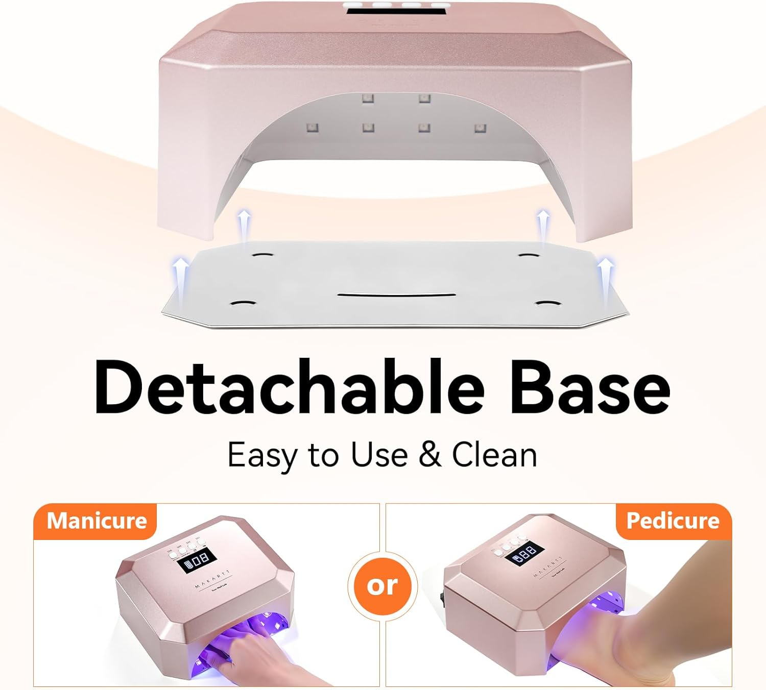 Makartt UV LED Nail Lamp for Gel Nails &ndash; Rechargeable Aurora 30W Nail Light with 39 Leds, Large Space 2600Mah Battery 4 Timers & Auto Sensor Fast Curing Cordless Nail Lamp for Salon(Rose Pink) image number 6