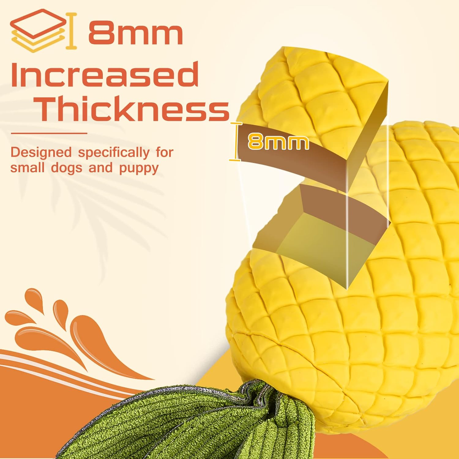 Sugelary Squeaky Dog Toys for Aggressive Chewer Large Medium Breed Dog, Indestructible Tough Dog Chew Toys with Natural Rubber (Small Pineapple) image number 5