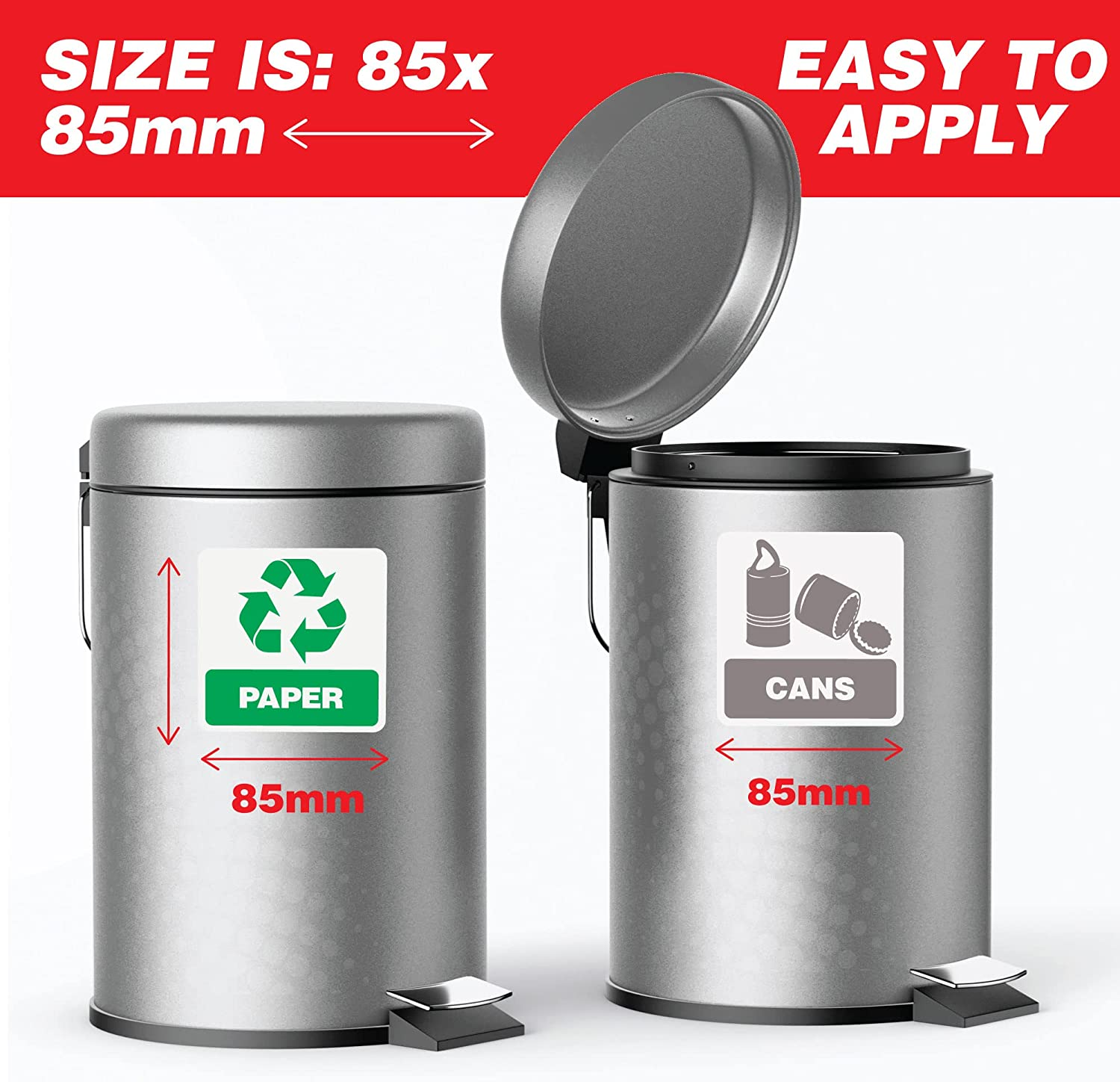 Recycling Paper Cans Plastic Glass Sticker Decal Bin Recycle Eco Friendly Trash image number 2