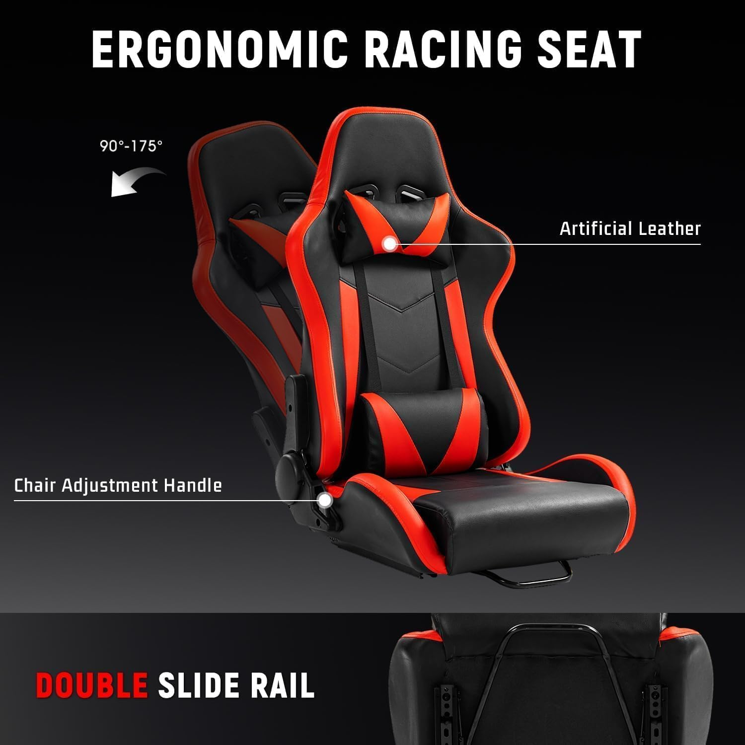 Dardoo Racing Simulator Cockpit Game Seat Red,Adjustable Frame and Seat Fit for Logitech G25 G27 G29 G920 G923, Thrustmaster T300, Fanatec, Steering Wheel Stand without Wheel,Handbrake and Pedal image number 4