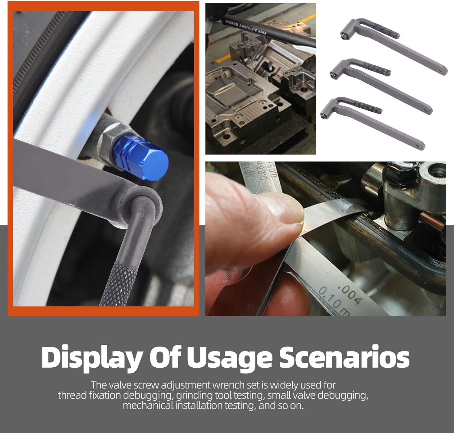 Tanstic 5Pcs Motorcycle Engine Valve Adjustment Tool Set, 8Mm 9Mm 10Mm Valve Screw Spanner, Engine Valve Screw Repair Wrench, Valve Adjusting Square Hexagonal Spanner with Feeler Gauge image number 5