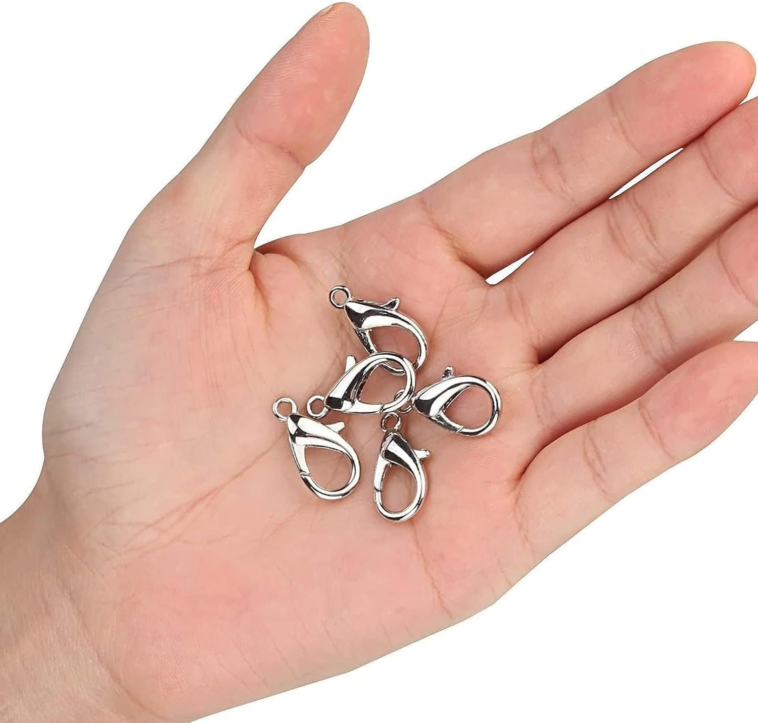 YUENTOEN Lobster Claw Clasps, 300 Pcs 12Mm Jewelry Lobster Clasps Curved Lobster Claw Clips for Necklaces, Bracelets and DIY Works(Silver)