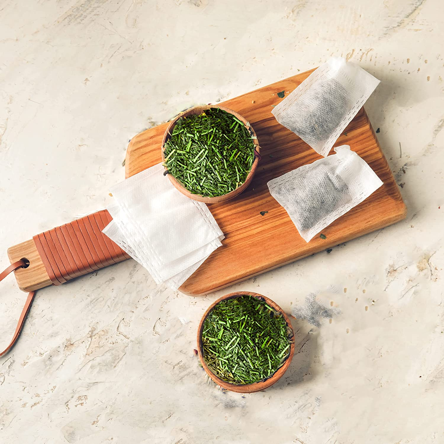 Japanese Green Tea CO. Loose Leaf Tea Bags &ndash; Pack of 144 Disposable White Paper Tea Infusers &ndash; Oversized, Biodegradable, Eco-Friendly image number 6