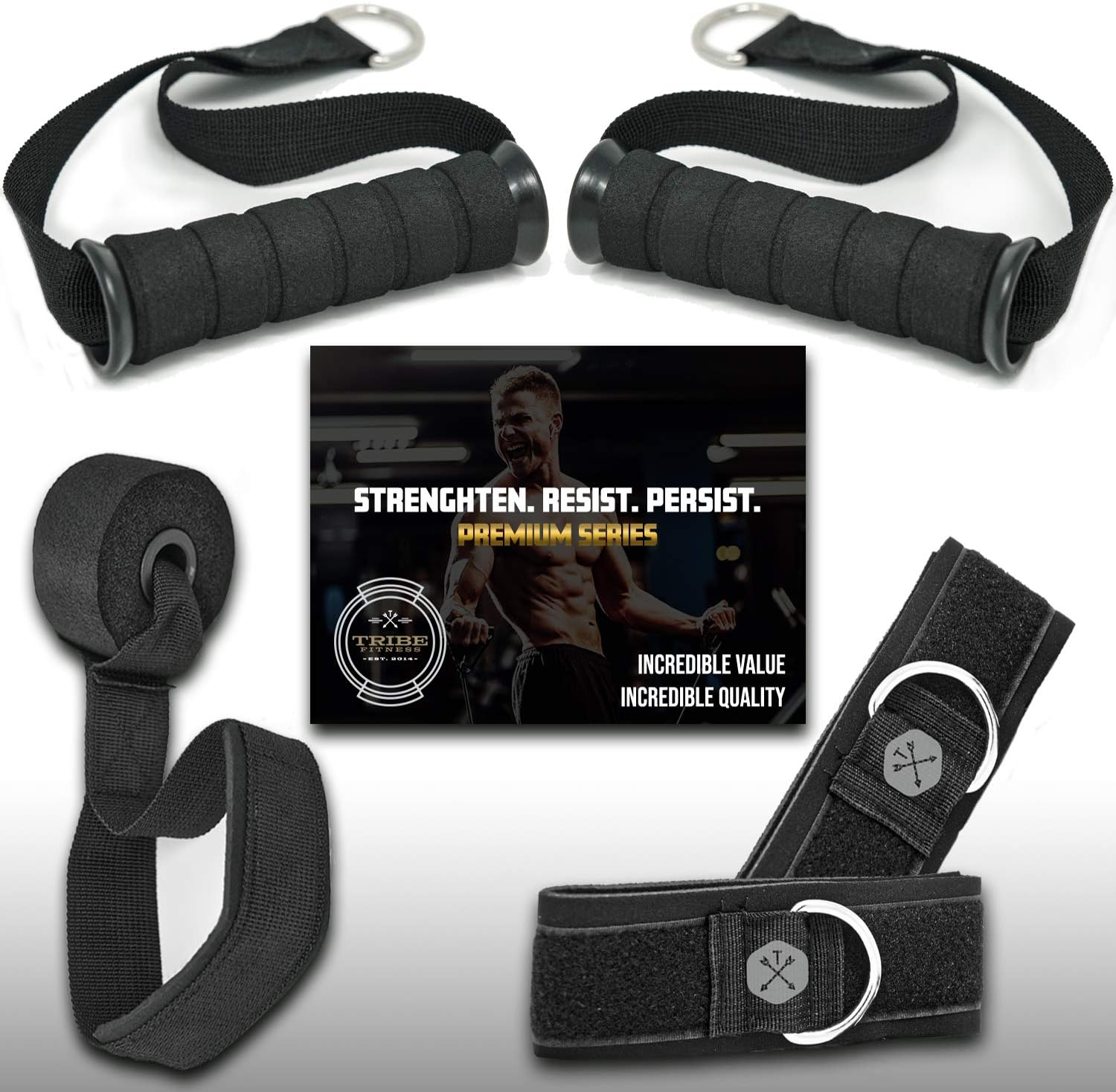 TRIBE Resistance Bands Set &Weights for Exercises Bands for Men/Women with Workout Bands, Handles, Door Anchor, Ankle Straps, Carry Bag, Exercise Ebook I Resistance Training, Fitness Equipment