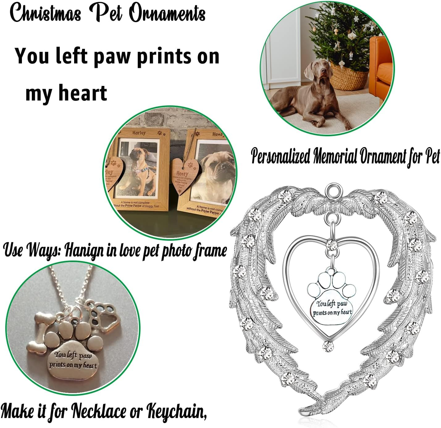 Pet Memorial Christmas Ornaments, Angel Wings Dog Remembrance Gift, Pet Memorial Gifts for Loss of Dog,Pet Bereavement Sympathy Gift, Xmas Tree Hanging Decorative Keepsake Frame Decor Pendant image number 4