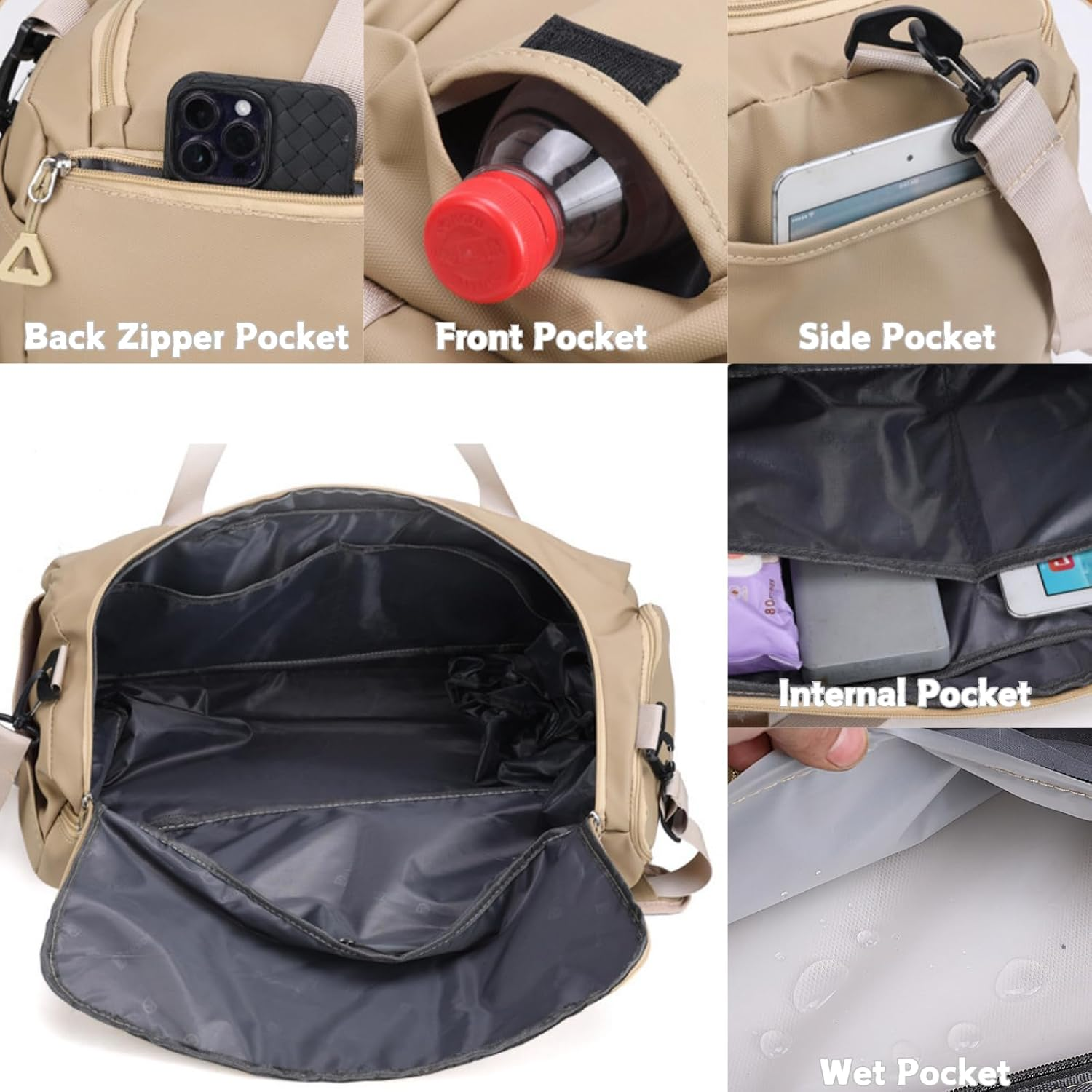 Gym Bag for Men Women, Large Sports Travel Duffle Bag with Wet Pocket & Shoe Compartment, 50L Waterproof Lightweight Carry on Overnight Weekender Bag image number 1