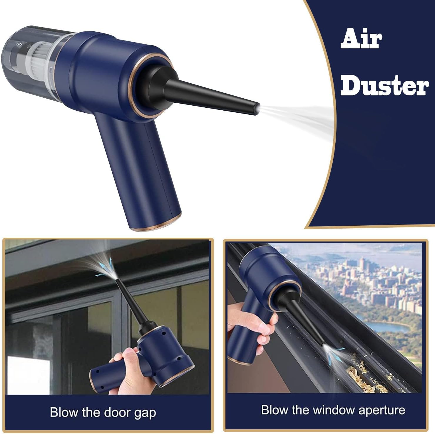 Car Vacuum Cleaner Cordless, Rechargeable Handheld Vacuum&Air Duster, 9000PA Suction 120W Wet/Dry Use Portable Vacuum Cleaner with Multi-Nozzles and Floor Brush for Vehicle/Home/Office image number 1