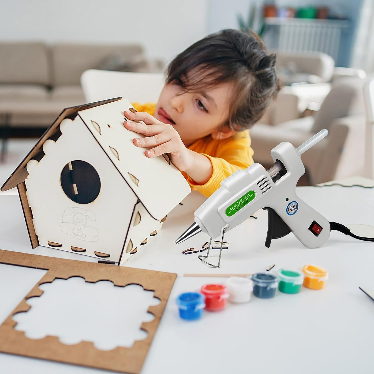 Hot Glue Gun with 30 Glue Sticks, Fast Preheating Hot Melt Gun, Mini Glue Gun Kit for Kids DIY School Craft Projects and Quick Home Repairs, 20W White image number 3