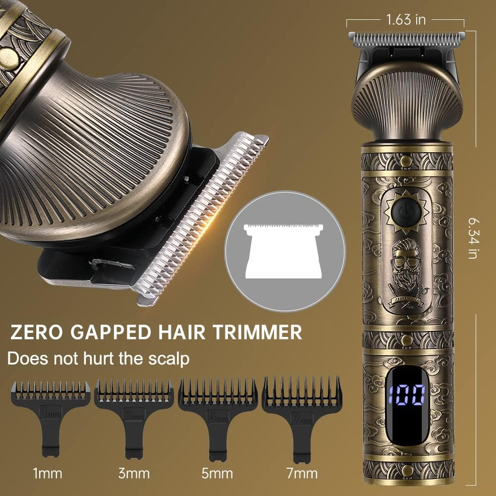 Beard Trimmer Kit Professional Hair Clipper Trimmer Zero Gapped T-Blade Trimmer Electric Shaver Razor Nose Body Trimmer for Men Cordless Grooming Kit 7 in 1