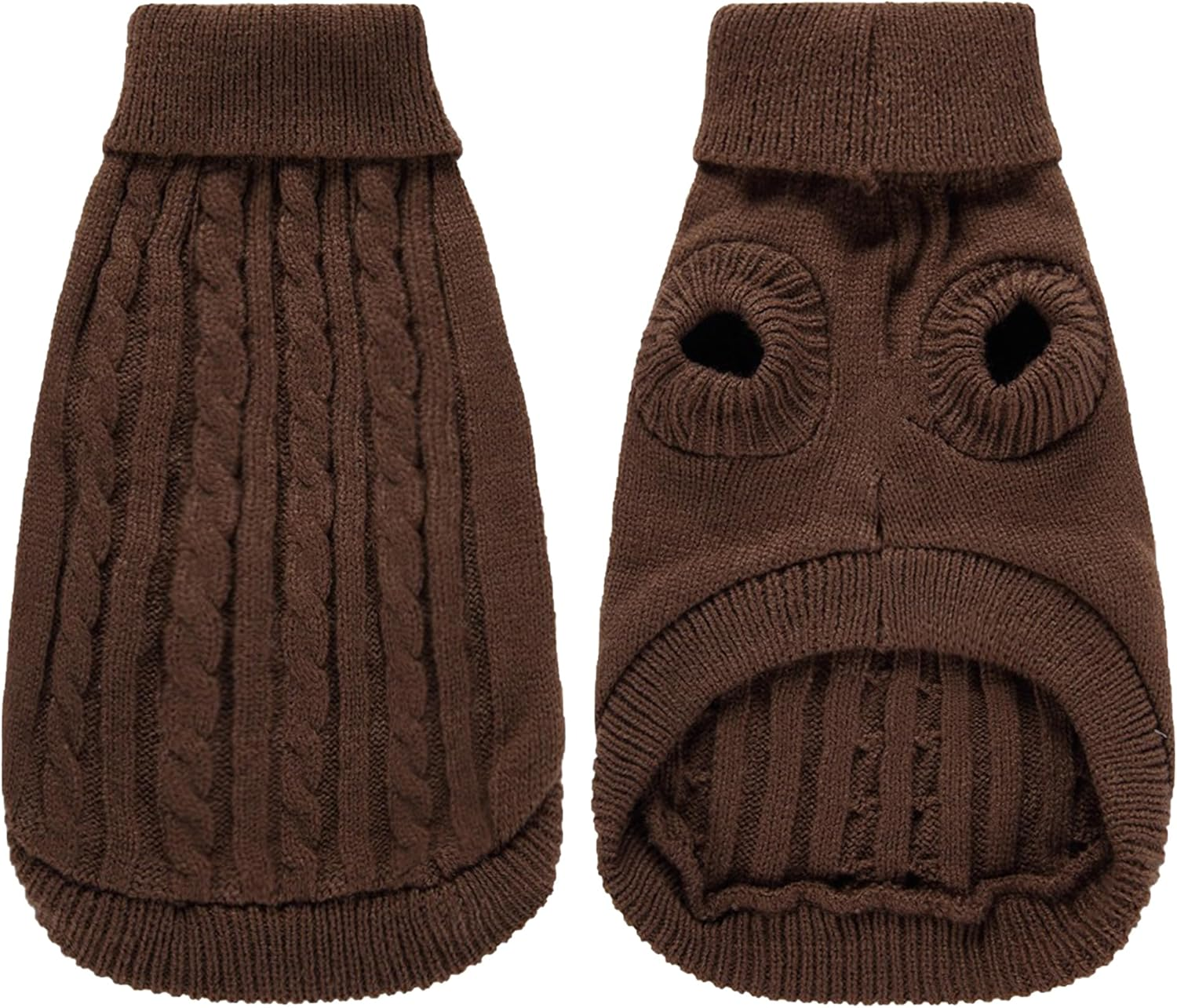 NACOCO New Classic Dog Sweater Cute Knitted Turtleneck Dog Sweater Warm Winter Clothes Coat Jumpers for Small Kitten Puppy Cat and Medium Dogs (Xx-Large, Brown)