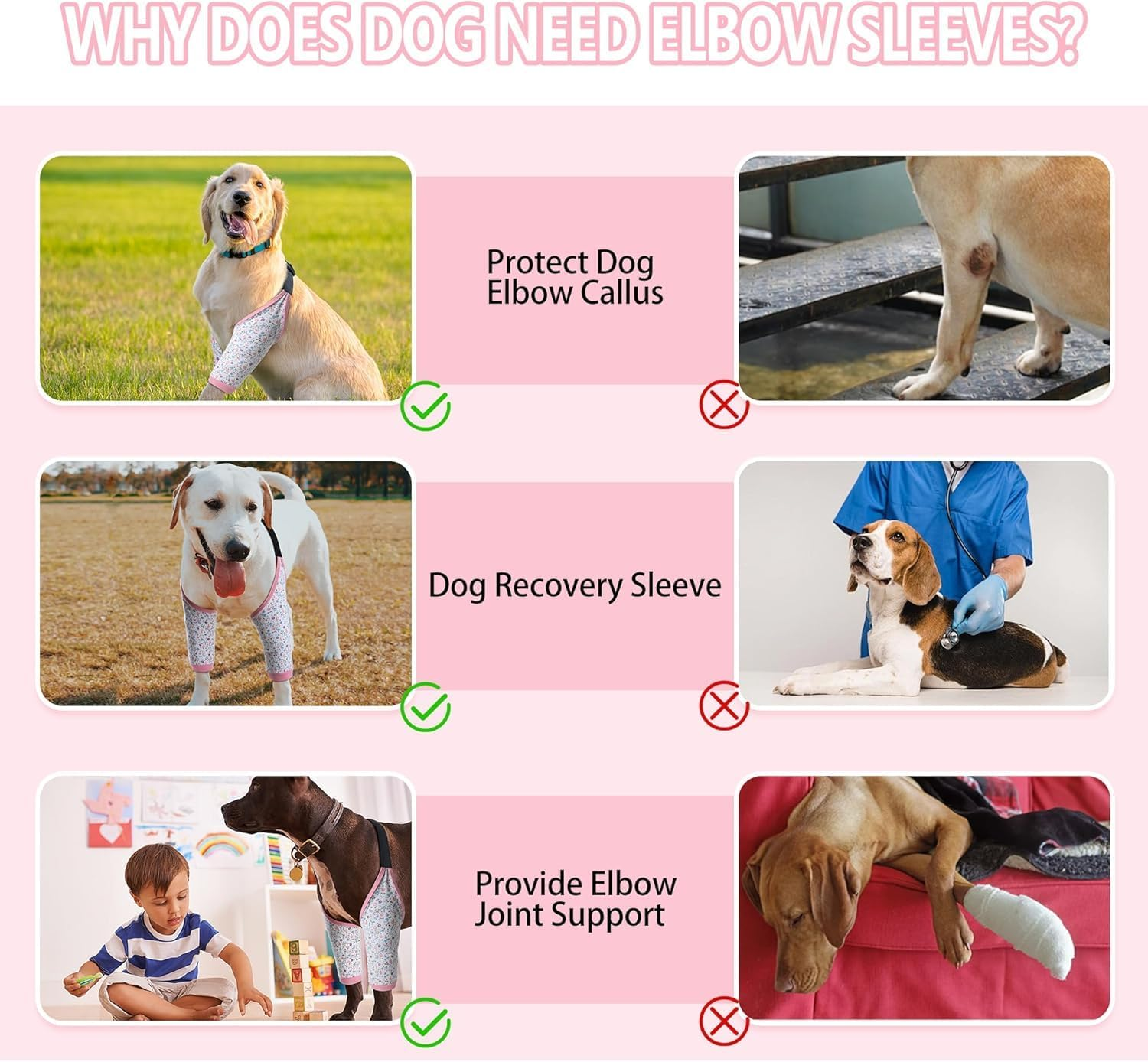Dog Elbow Sleeve for Front Leg Calluses, Dog Elbow Protector Pads Dog Recovery Sleeve to Stop Licking, Adjustable Dog Elbow Wrap Sleeves, Dog Shoulder Brace Recovery Suit for Arthritis & Joint Care (XL, Pink Floral) image number 5