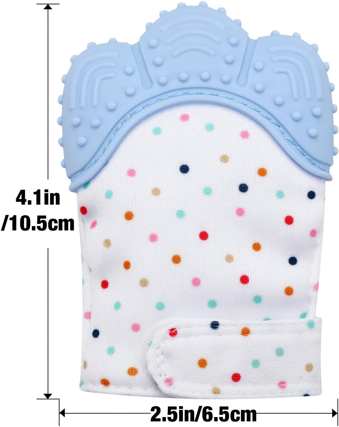 Pandaear 2 Pack Soothing Teething Mitten, Pain Relief, Protection Glove, Stimulating Teether, 0-12 Months (Blue) - Blue image number 6