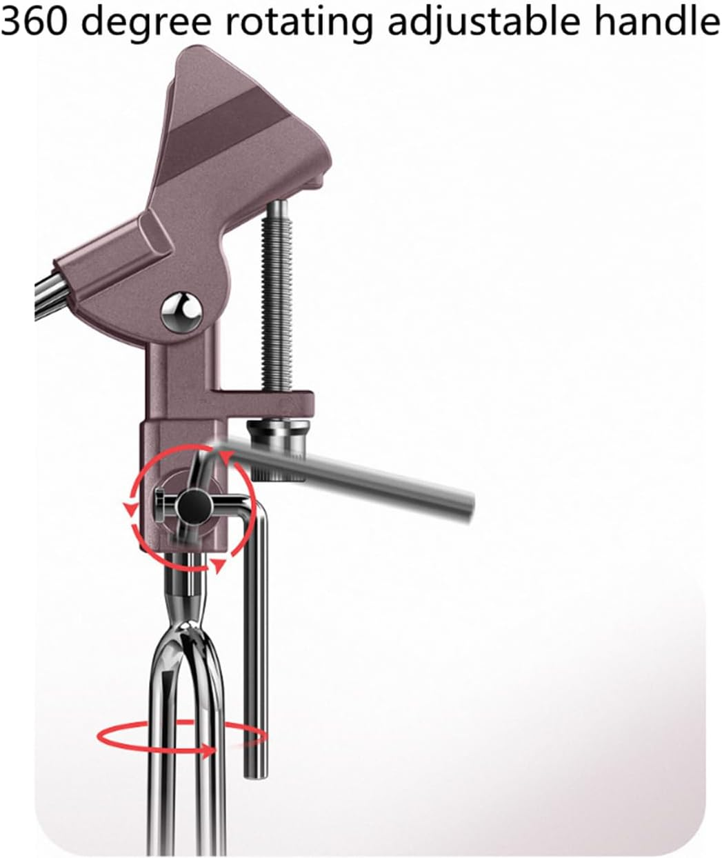 Fishing Rod Holder, 360&deg; Adjustable, Universal, Red, Stainless Steel, Surface Mount image number 2