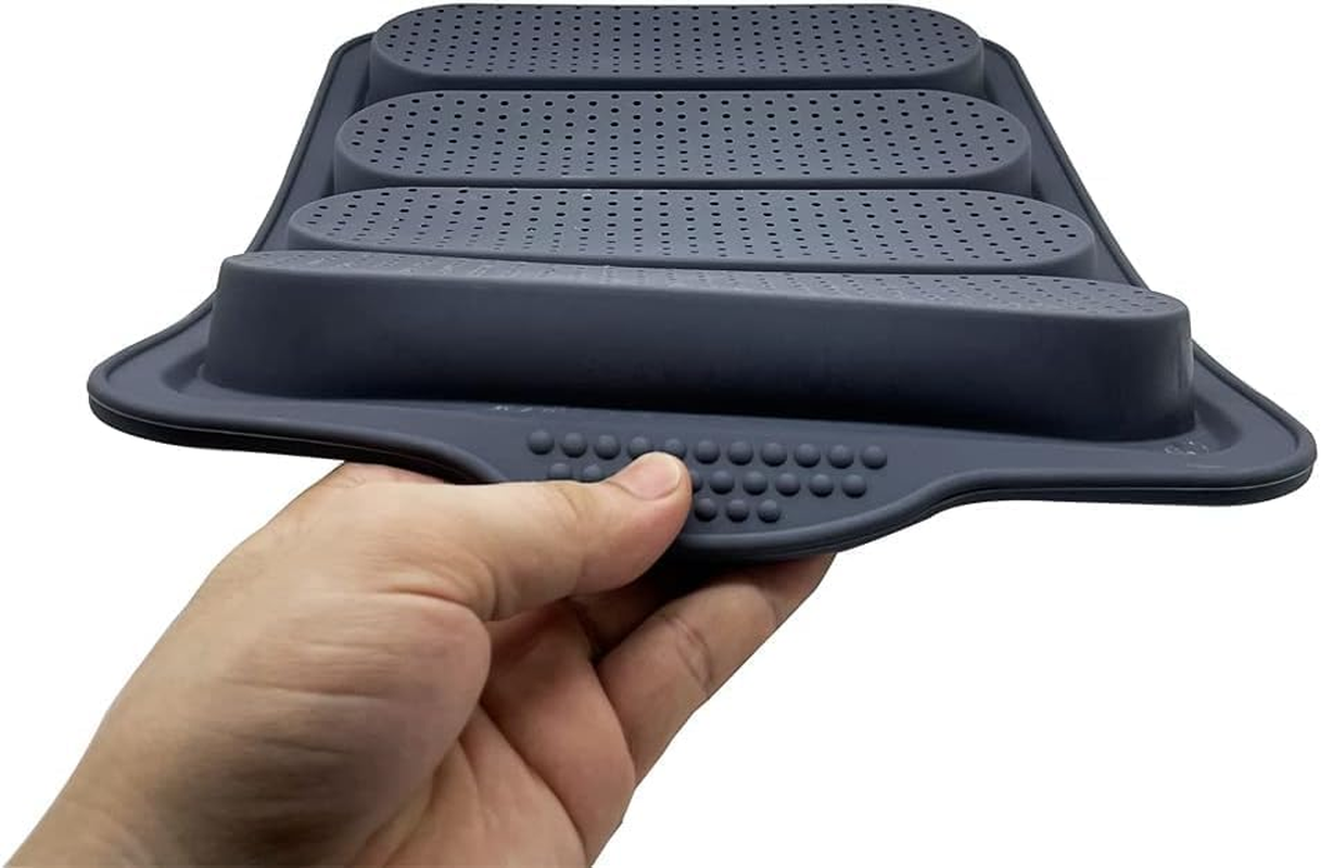 Silicone Loaf Pan Baking Pan for Baking French Baguettes/Hot Dog Buns,Silicone Baguette Pan,Nonstick 3 Wave Loaves French Toast Bread Baking Tray Bake Mold,Diy Making Cake Baking Mould image number 4