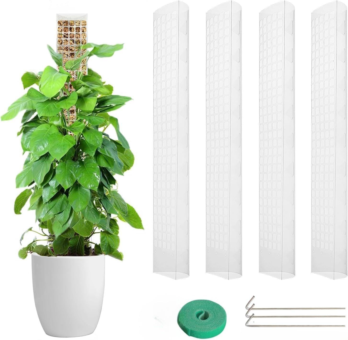 4 Pcs 24 Inch Plastic Moss Pole for Plants Monstera &ndash; Stackable Plant Support for Indoor Climbing Plants & Sphagnum Moss, Perfect for Your Green Oasis! image number 2
