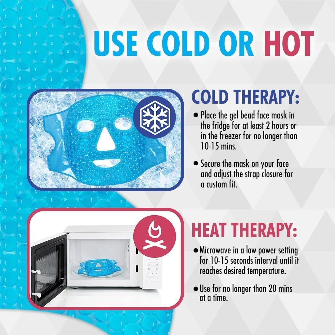 2Pack Gel Beads Face & Eye Masks Kit Hot/Cold Mask Cooling Ice/Heat Facial Eye Pack Therapy image number 3