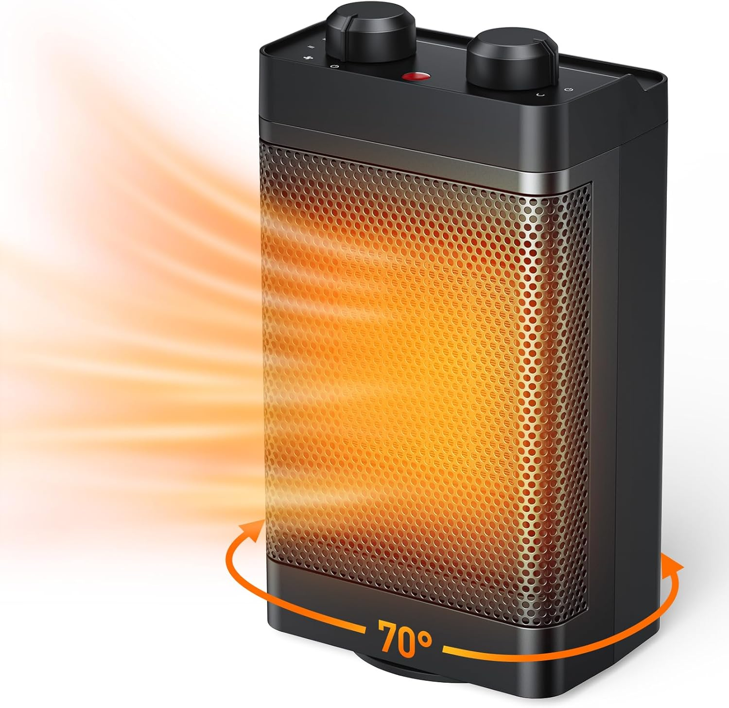 Electric Heater, Fan Heatet, Heaters for Home Low Energy Silent, 3-Mode Oscillating PTC Ceramic Electric Space Heater, Overheating & Tip-Over Protection, Space Heater for Office, Home,Bedroom (Black) image number 6