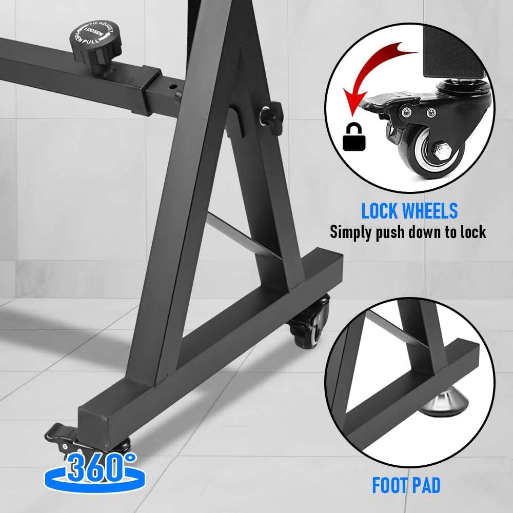 ALSTON Piano Keyboard Z Stand with Wheels Portable Heavy-Duty Piano Keyboard Stand, Music Electronic Keyboard Stand Adjustable Height 60 to 93CM Width 56-100CM, Fits 54-88 Key Electric Pianos - Black-Second Tier image number 6