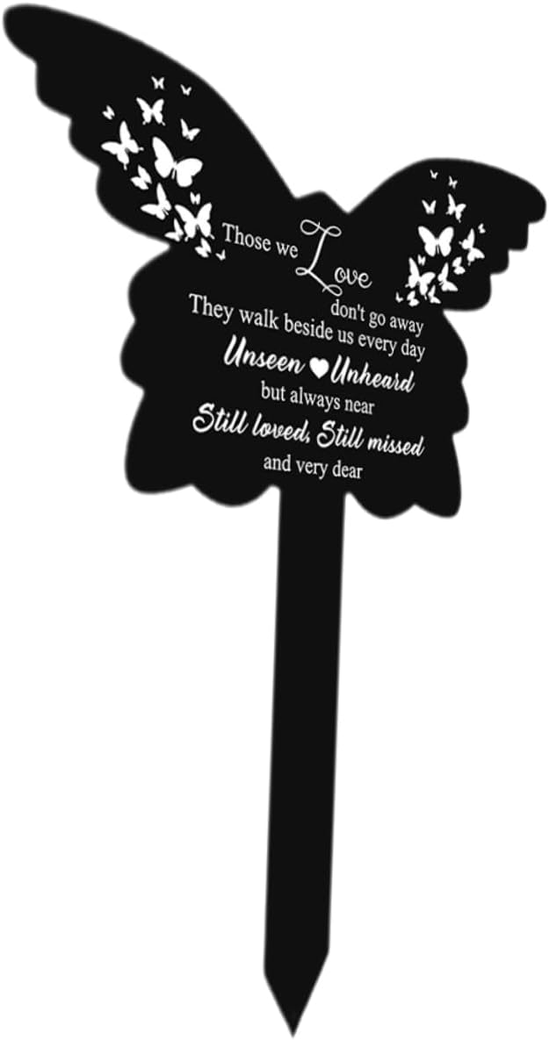 Yardenfun Memorial Butterfly Stake Cemetery Decoration Outdoor Garden Stake Acrylic Butterfly Lawn Ornament Grave Memorial Plaque for Cemetery and Yard Use image number 4
