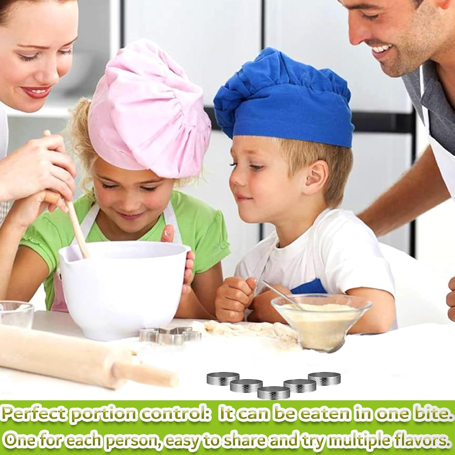 DATANYA 12Pack Tart Rings Perforated Tart Ring, Stainless Steel Cake Rings 2 Inch round Mousse Ring Molds for Baking Cooking Dessert, Small Fruit Tartet Crust 5Cm image number 3