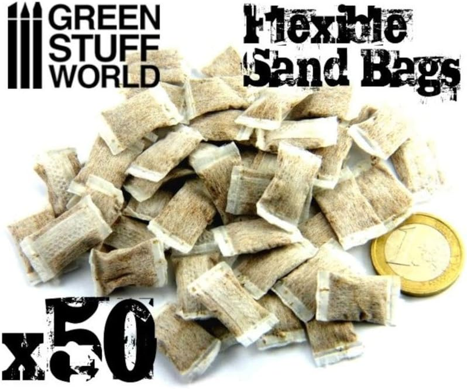 Greenstuff World GSWD-9216 1/35 Diorama Flexible Sandbag Set, Pack of 50, Miniature Accessories image number 2