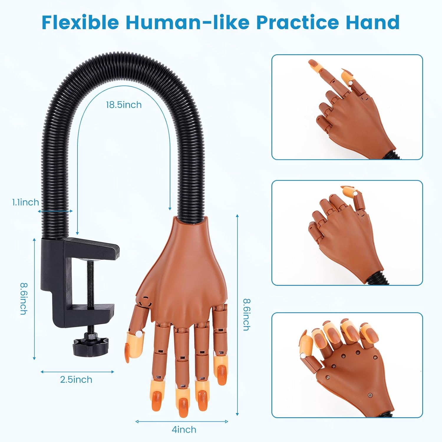 Magnetic Practice Hand for Acrylic Nails: Flexible Fake Nail Training Hand Practice - Manicure Hand Practice Kit for Beginners image number 2