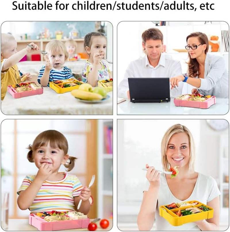 Bento Lunch Box,5 Compartment Adults Lunch Box with Spoon,1330 ML Leak Proof Lunch Containers for School,Work and Travel,Bpa Free(Rose Red) image number 1