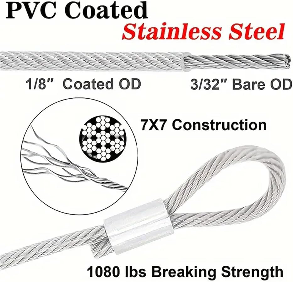 Sun Shade Sail Hardware Kit with Cable Wire Rope for Rectangle Square Triangle Shade Sail Installation, 304 Grade Stainless for Garden,Outdoors,Diy Crafts,Heavy Duty Awning Attachment Set image number 6